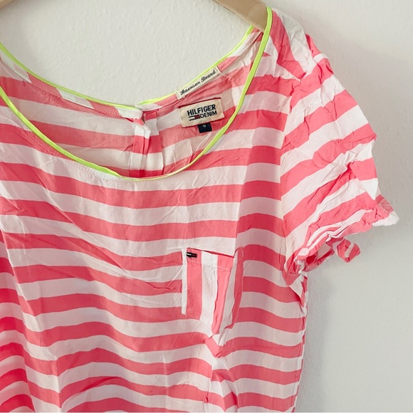 Tommy Hilfiger Tunic Tissue Top - Pink & White Striped - Picture 3 of 5
